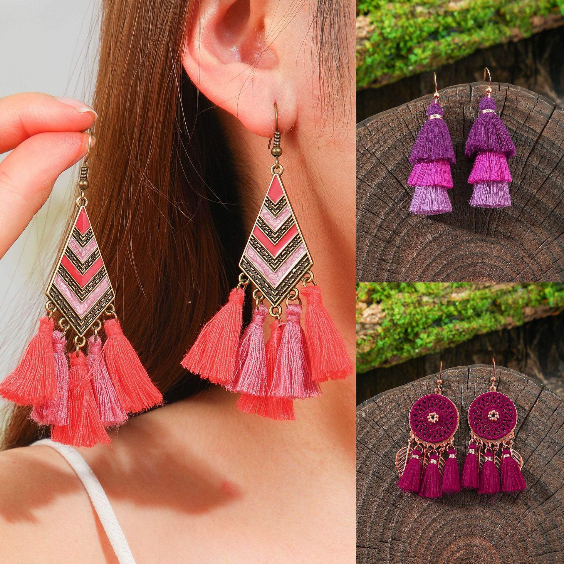 Wholesale Bohemian Tassel Earrings Handmade Zinc Alloy Retro Party Gift