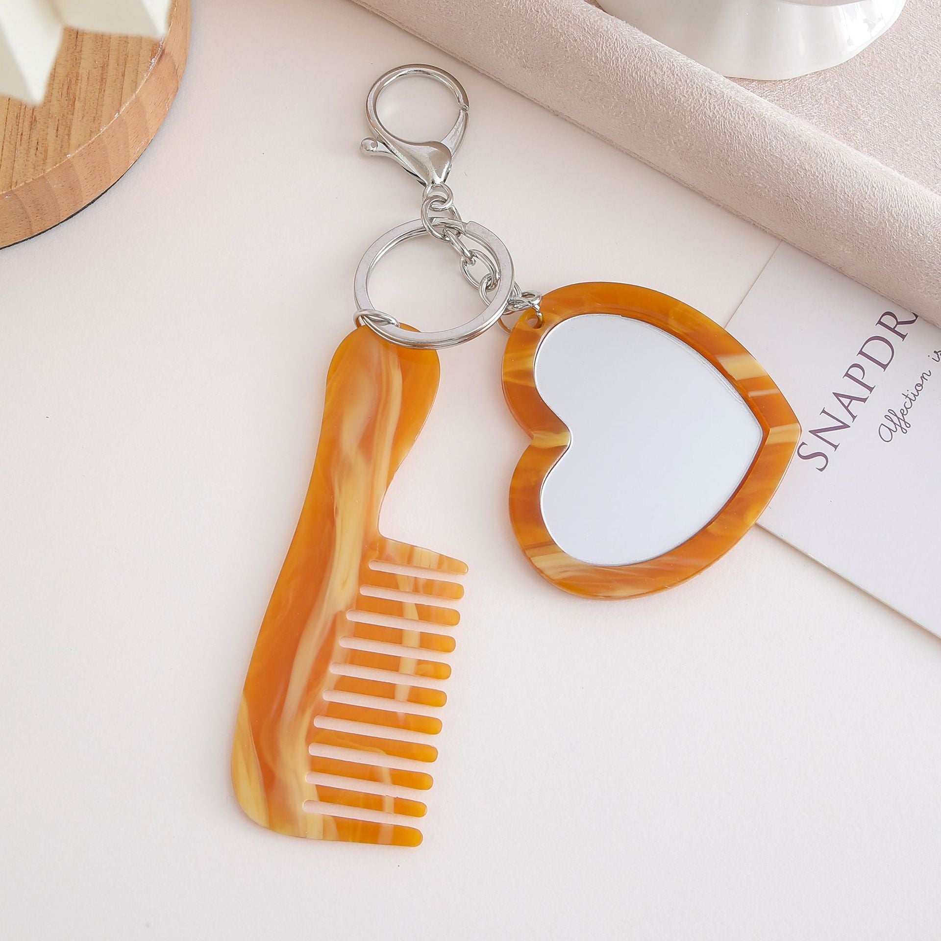 Wholesale Glitter Heart Makeup Mirror Keychain