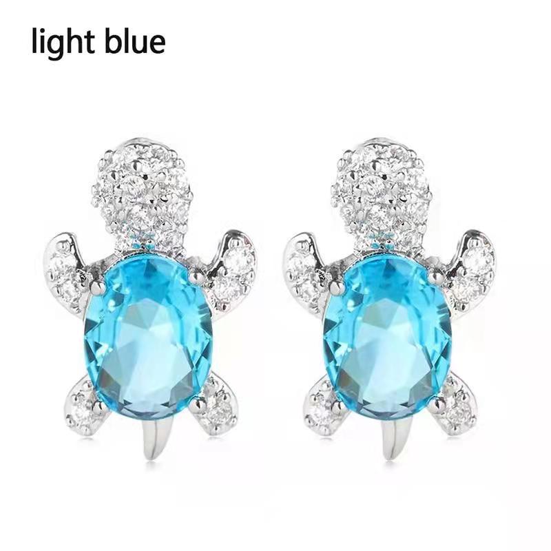 Wholesale Cartoon Colored Diamond Gemstone Turtle Alloy Earrings ACC-ES-JYS001