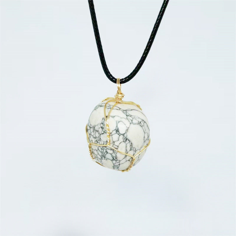 Wholesale Natural Stone Agate Wire Pendant Handmade Wire Irregular Crystal Pendant Necklaces ACC-NE-Yinhai001