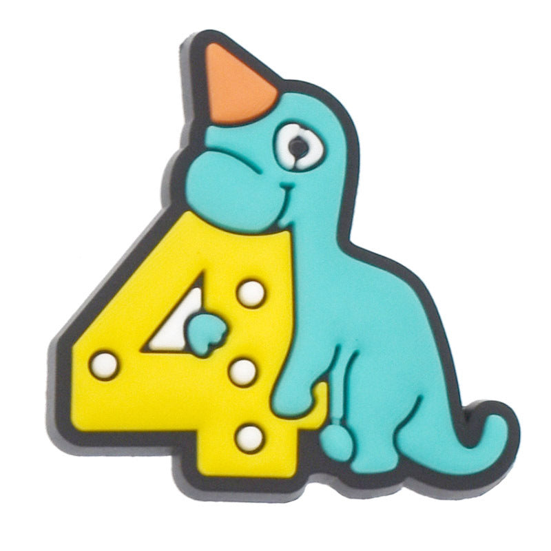 Wholesale Random 100pcs Digital Dinosaur PVC Soft Rubber Shoe Buckle Decoration ACC-SC-RYY059