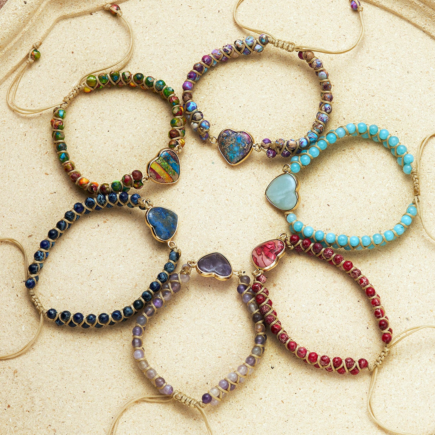 Wholesale Handmade Woven Heart Emperor Stone Bracelet