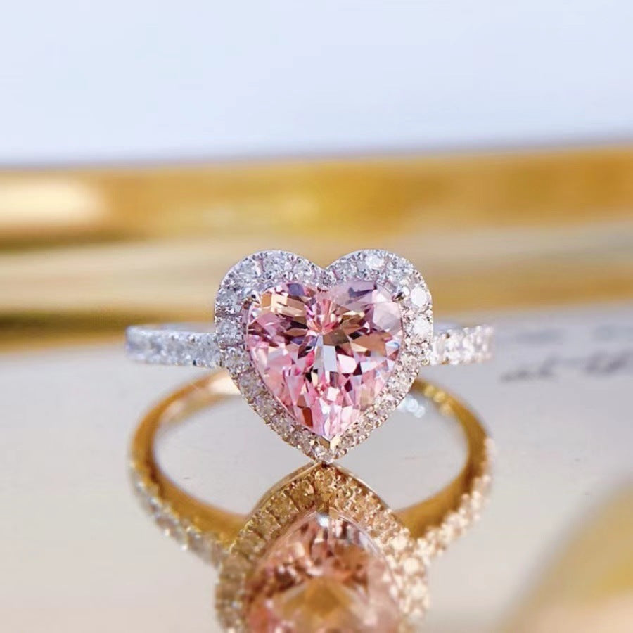 Wholesale Korean Style Pink Love Simulated Diamond Ring,  Fashion Jewelry Accessory for Party Gift Boutique
