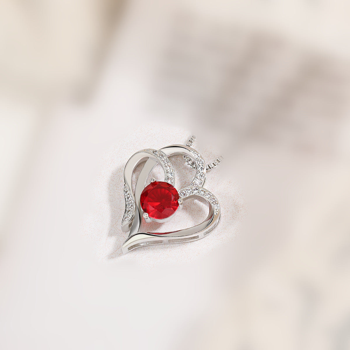 Wholesale Double Heart Pendant Necklace  Inlaid Colorful Zircon Heart-to-Heart Necklace