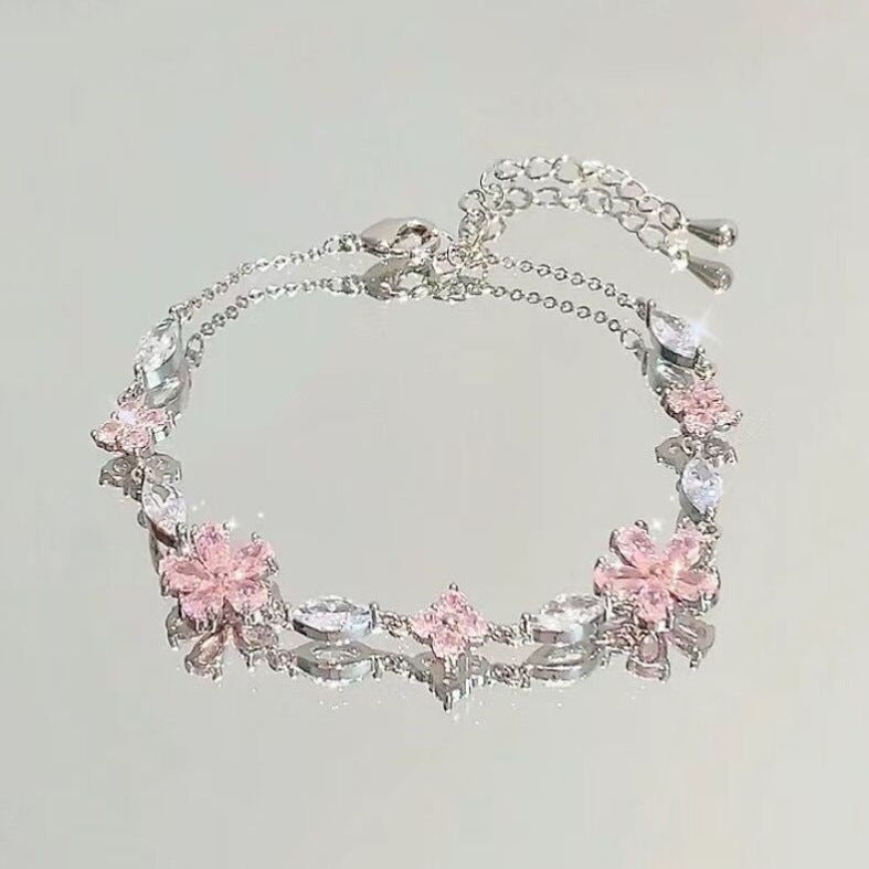 Wholesale Flower Alloy Bracelet Personalized Crescent Zircon Bracelet ACC-BT-Bayue004