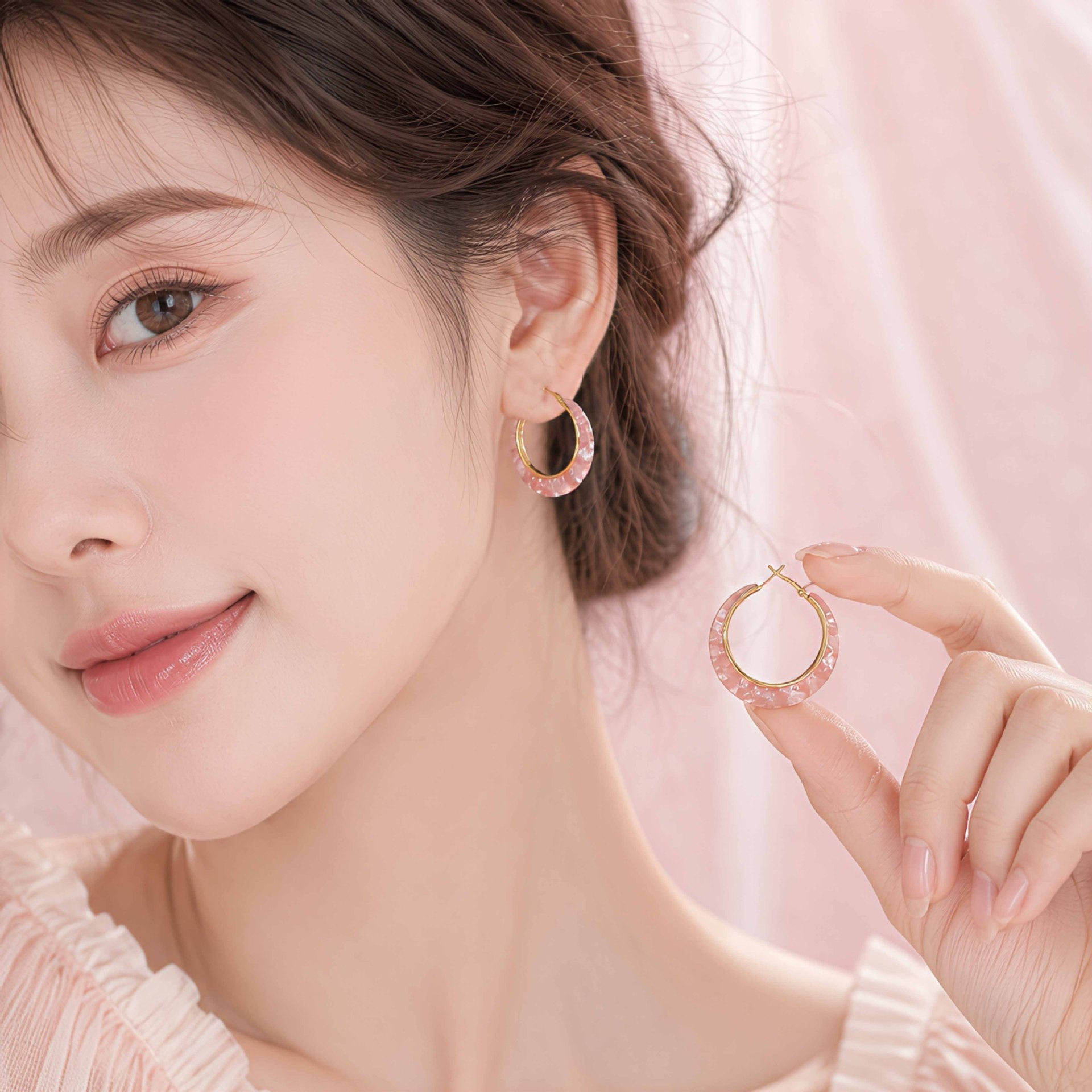 Wholesale Trendy Mint Green Circle Earrings For Women Summer Beach Vacation Party Jewelry Accessory
