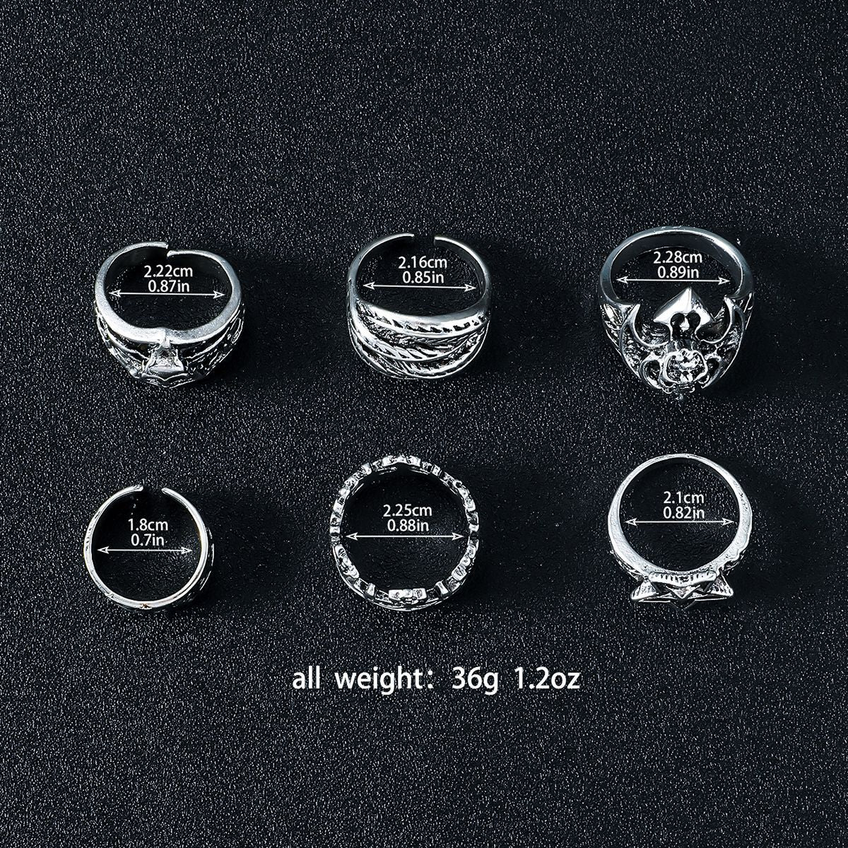 Wholesale titanium steel punk vintage carved bat love heart ring set