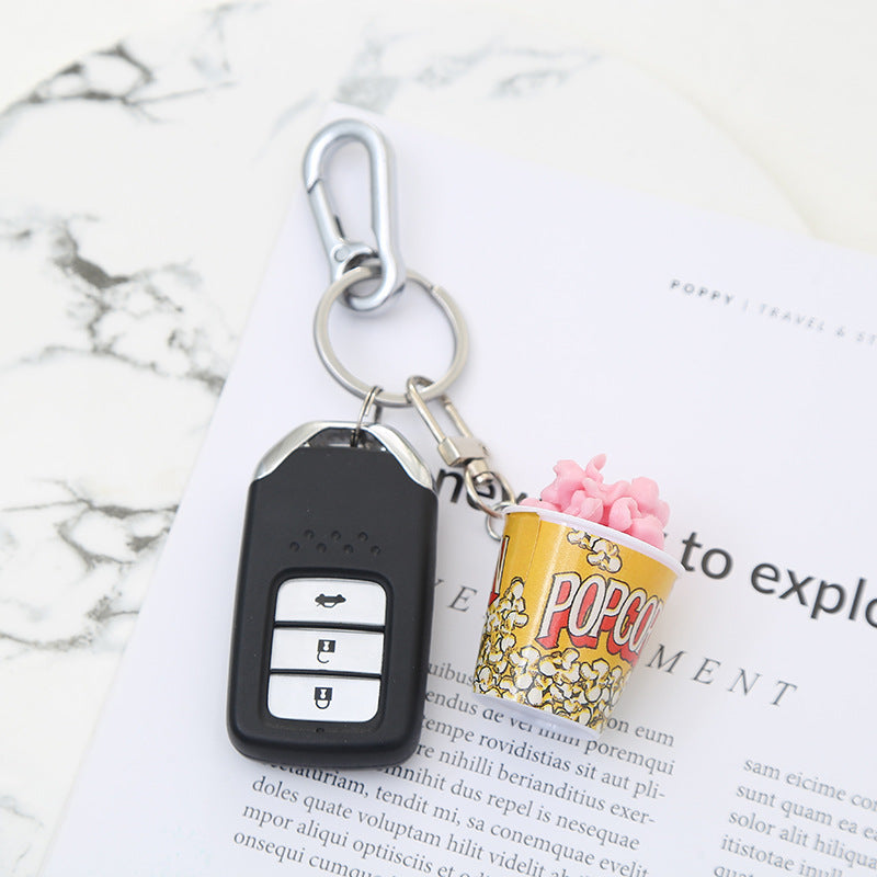 Wholesale popcorn keychain fun food keychains