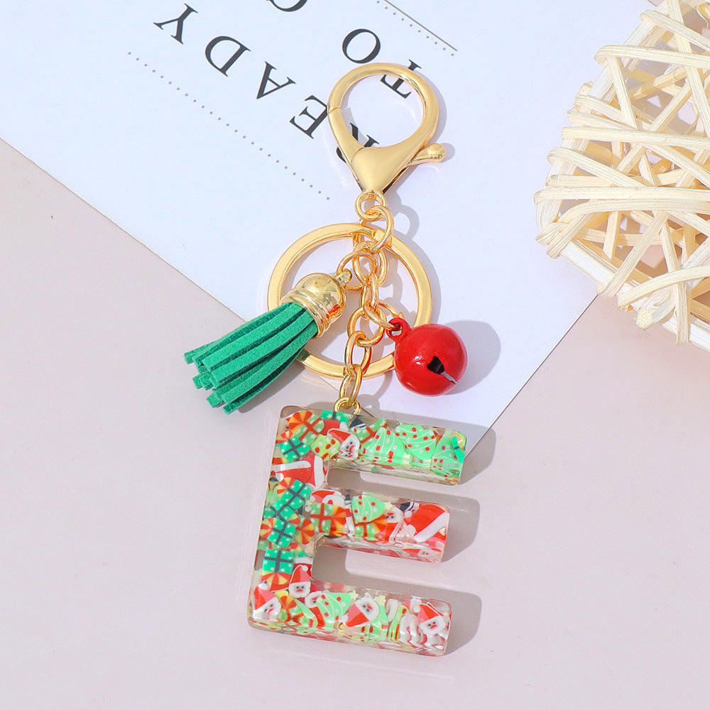 Wholesale Resin English Letter Keychain with Tassel Festive Holiday Party Bag Charm