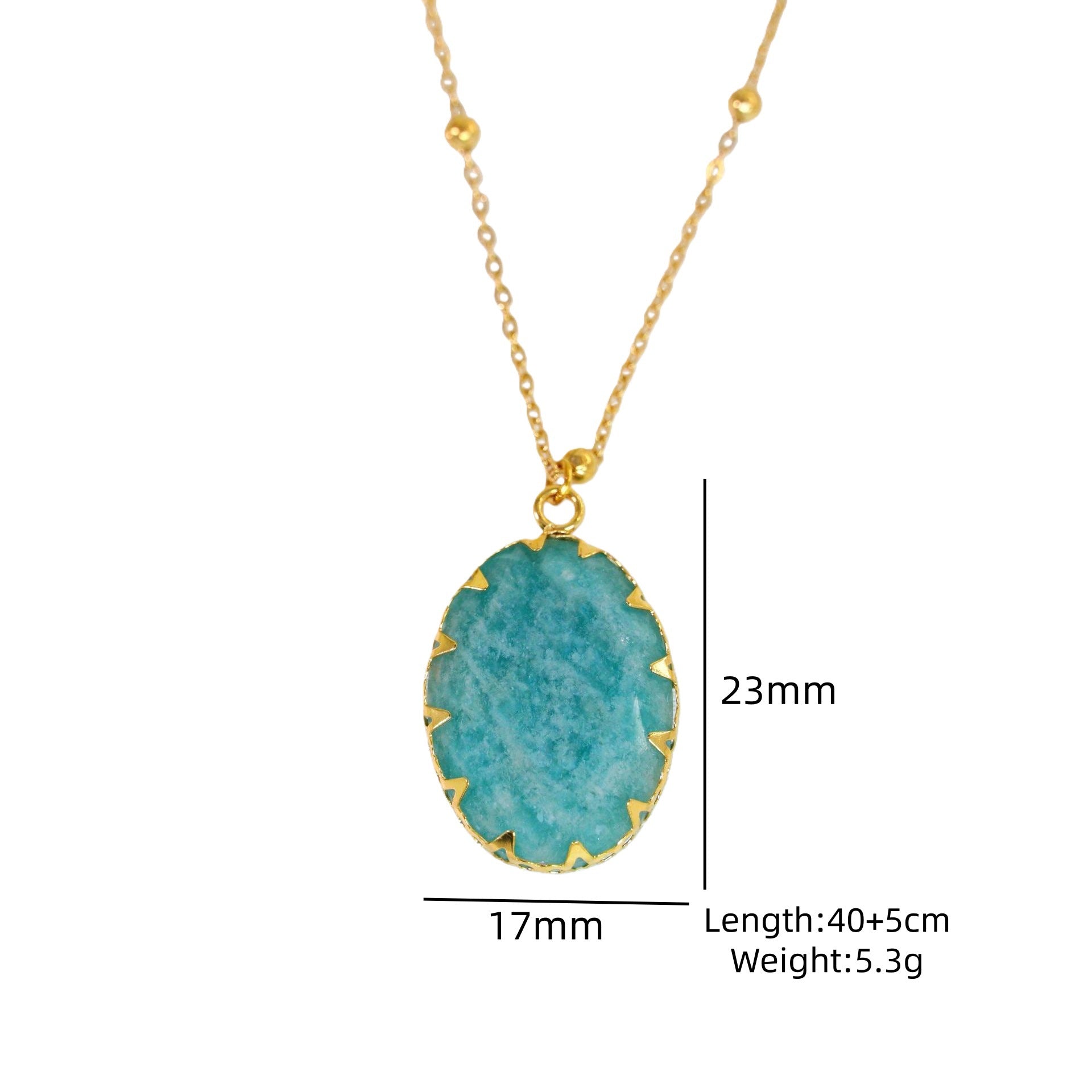Wholesale Light Luxury Blue Tianhe Stone 14K Gold Plated Titanium Steel Necklace,  Fashion Jewelry Accessory Gift