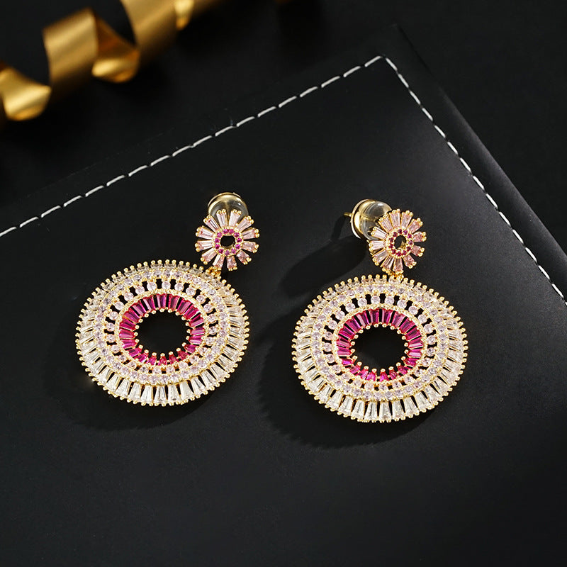 Wholesale  Fashion Elegant Zircon Gradient Female Earrings