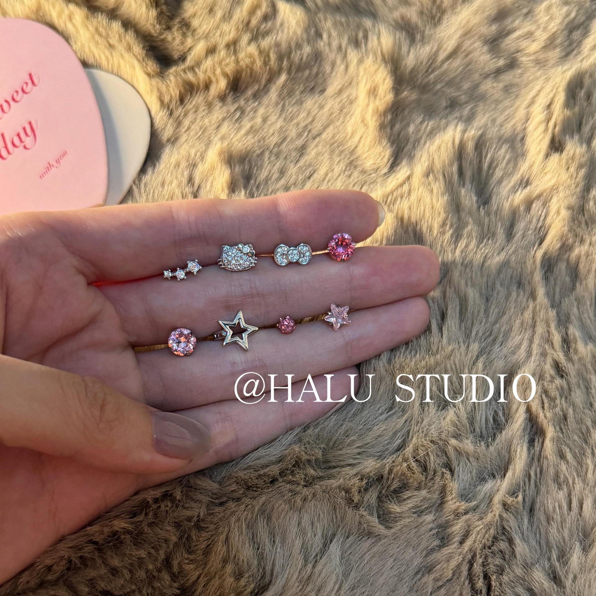 Wholesale Titanium Steel diamond stars earrings