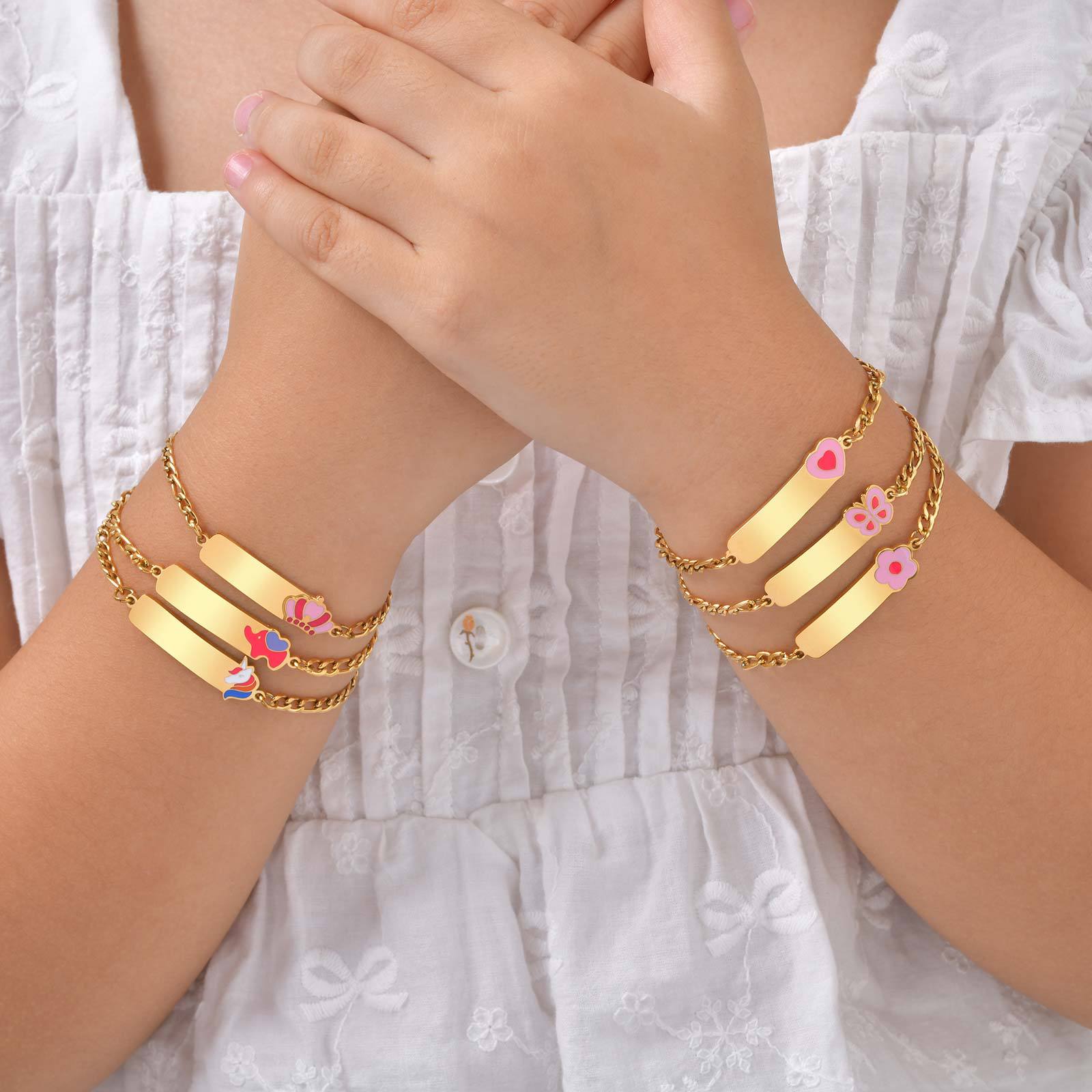 Wholesale Stainless Steel Gold Tone Resin Cute Bracelet For Women Kids Fashion Jewelry Accessory Everyday Casual Gift