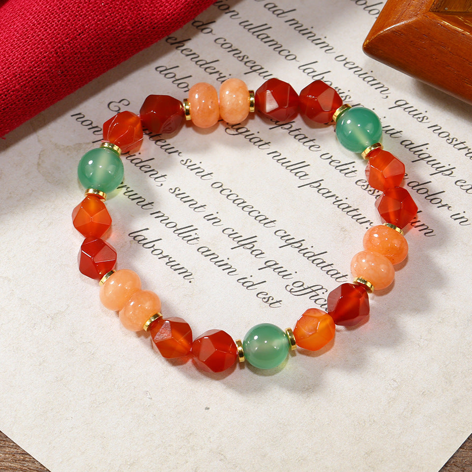 Wholesale Retro Ethnic Colorful Irregular Natural Stone Bracelet Anniversary Celebration Gift Jewelry Accessory