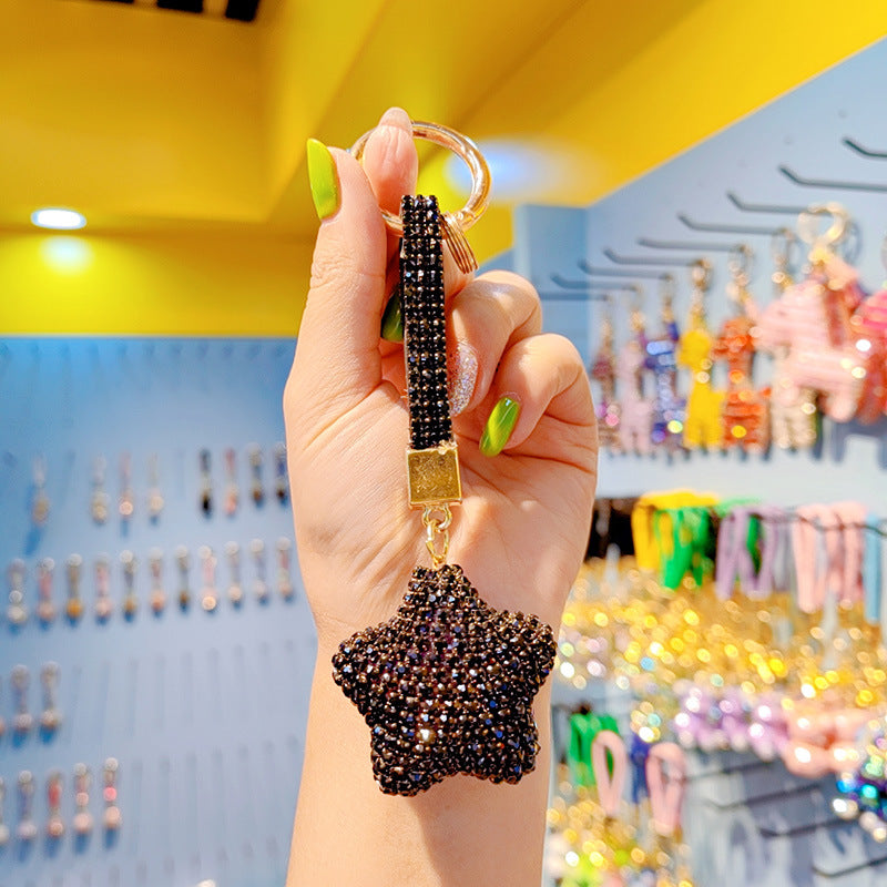Wholesale Full Drill Star Keychain with Tassel,  Fashion Bag Charm and Car Key Accessory Gift