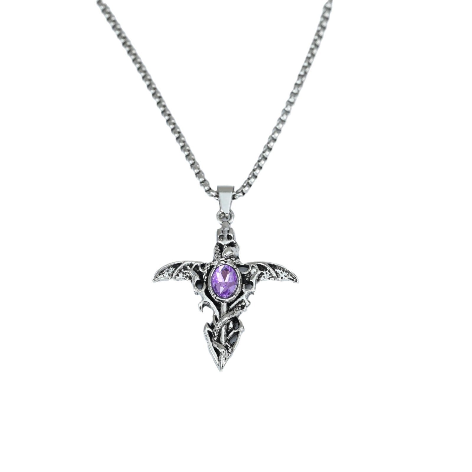 Wholesale Vintage Gothic Demon Sword Angel Wings Pendant Necklace Stylish Zinc Alloy Craft Gift For Women
