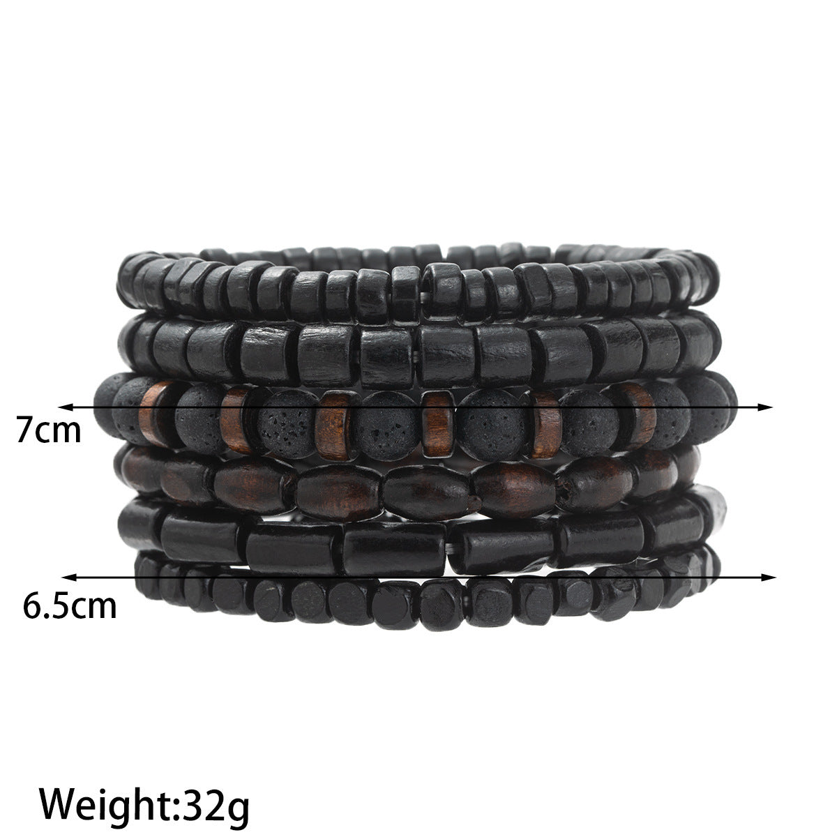 Wholesale Retro  Hand-woven Wood Coconut Shell Resin Beaded Elastic Bracelet