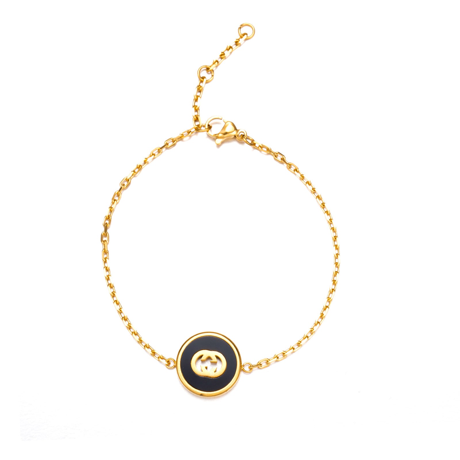 Wholesale Stainless Steel Enamel Retro Bracelet with Double Letter Design Stylish Office Lady Fashion Accessory