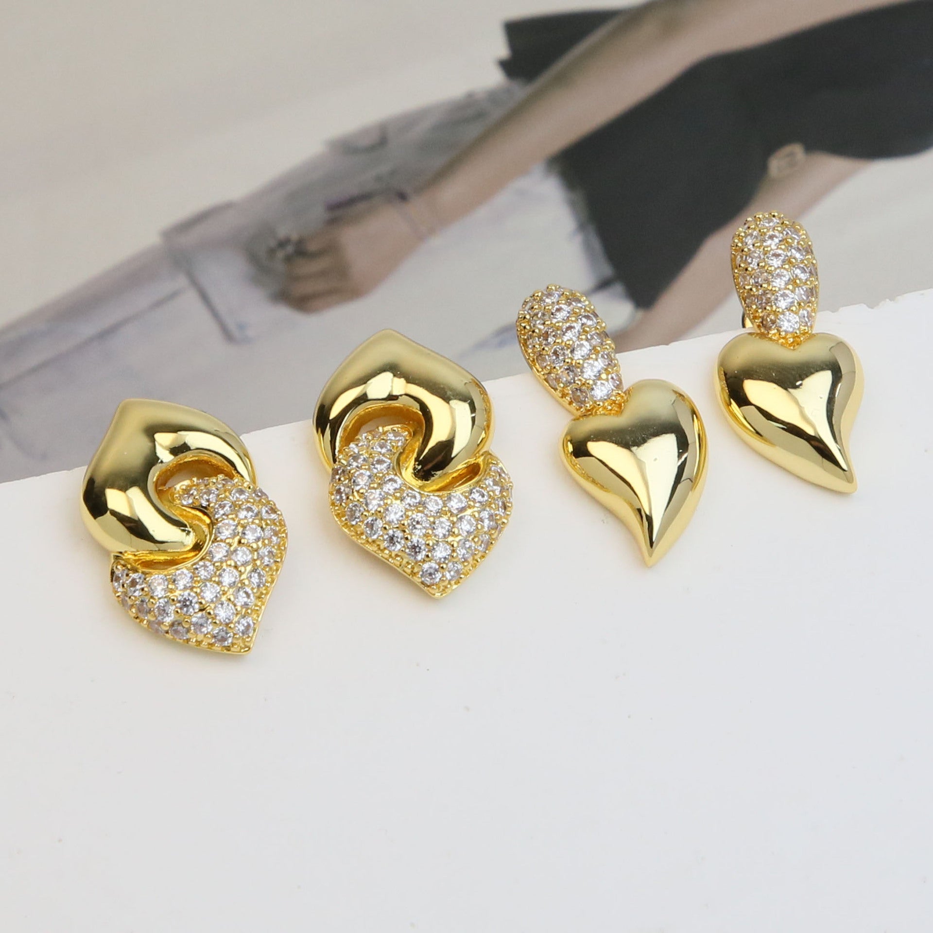 Wholesale  brass love pendant earrings