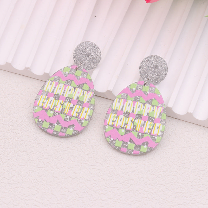 Wholesale Acrylic Easter Bunny Egg Earrings