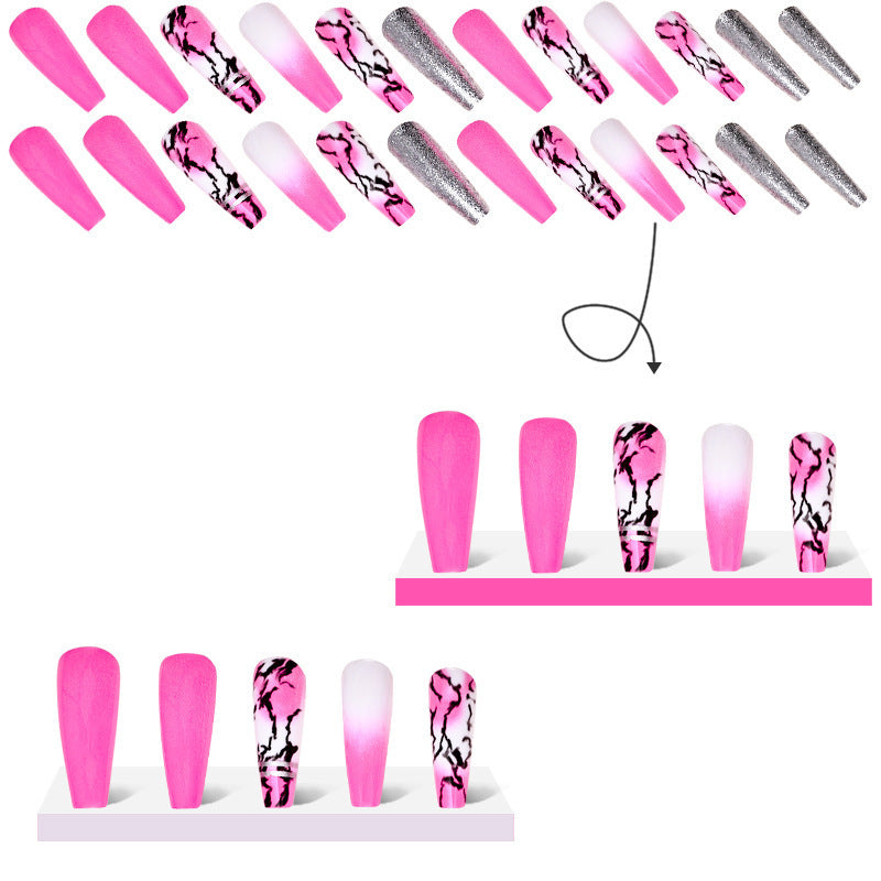 Wholesale Plastic Press on Nails Kits Purple Red Marble Nail Art ACC-NS-MeiSu006