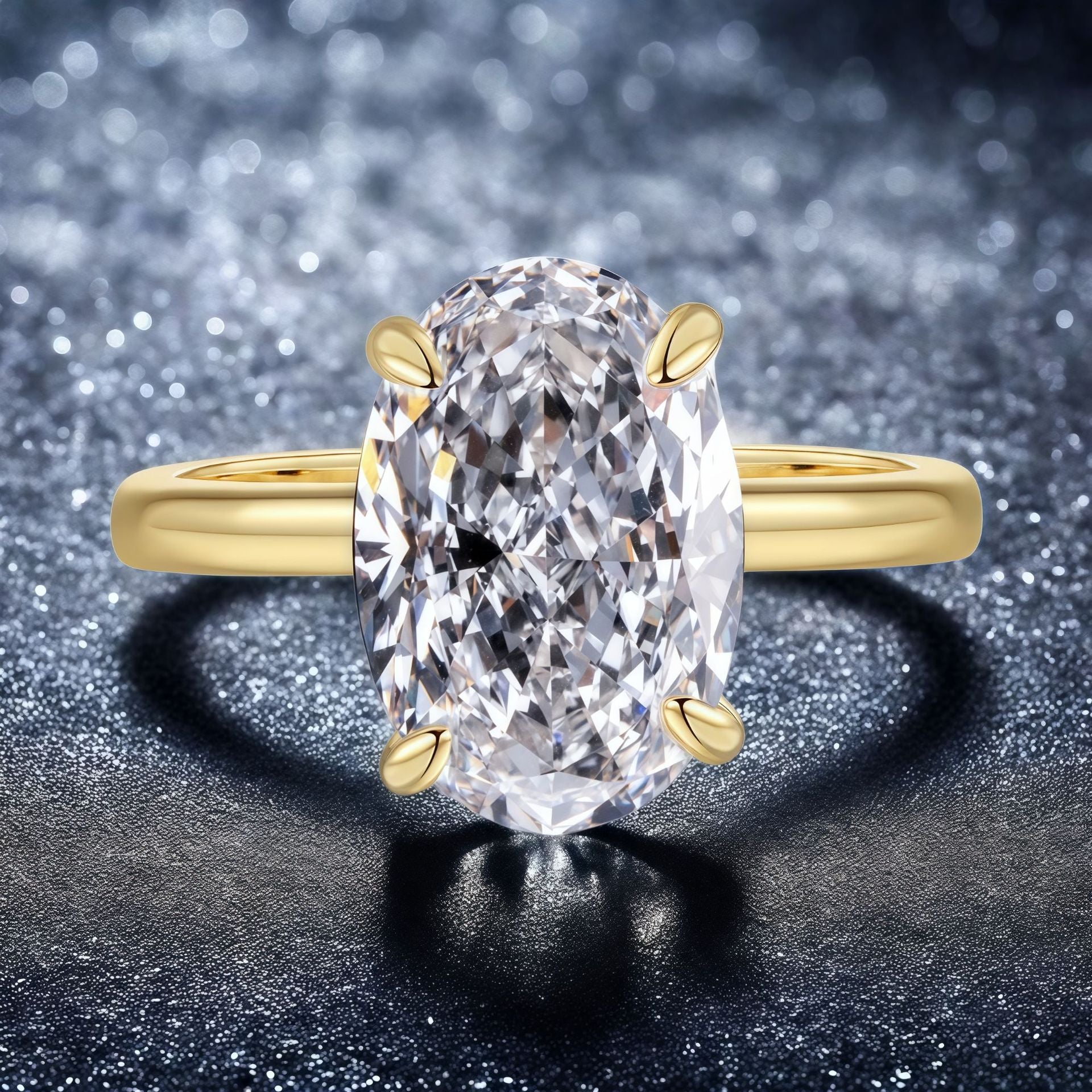 Wholesale S925 Sterling Silver Oval Pigeon Egg Ring High Carbon Diamond Women Fashion Accessory Gift