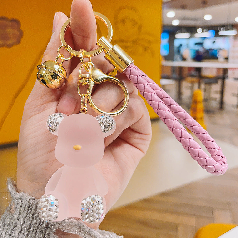 Wholesale Creative diamond doll jelly bear keychain exquisite car Diamond key chain