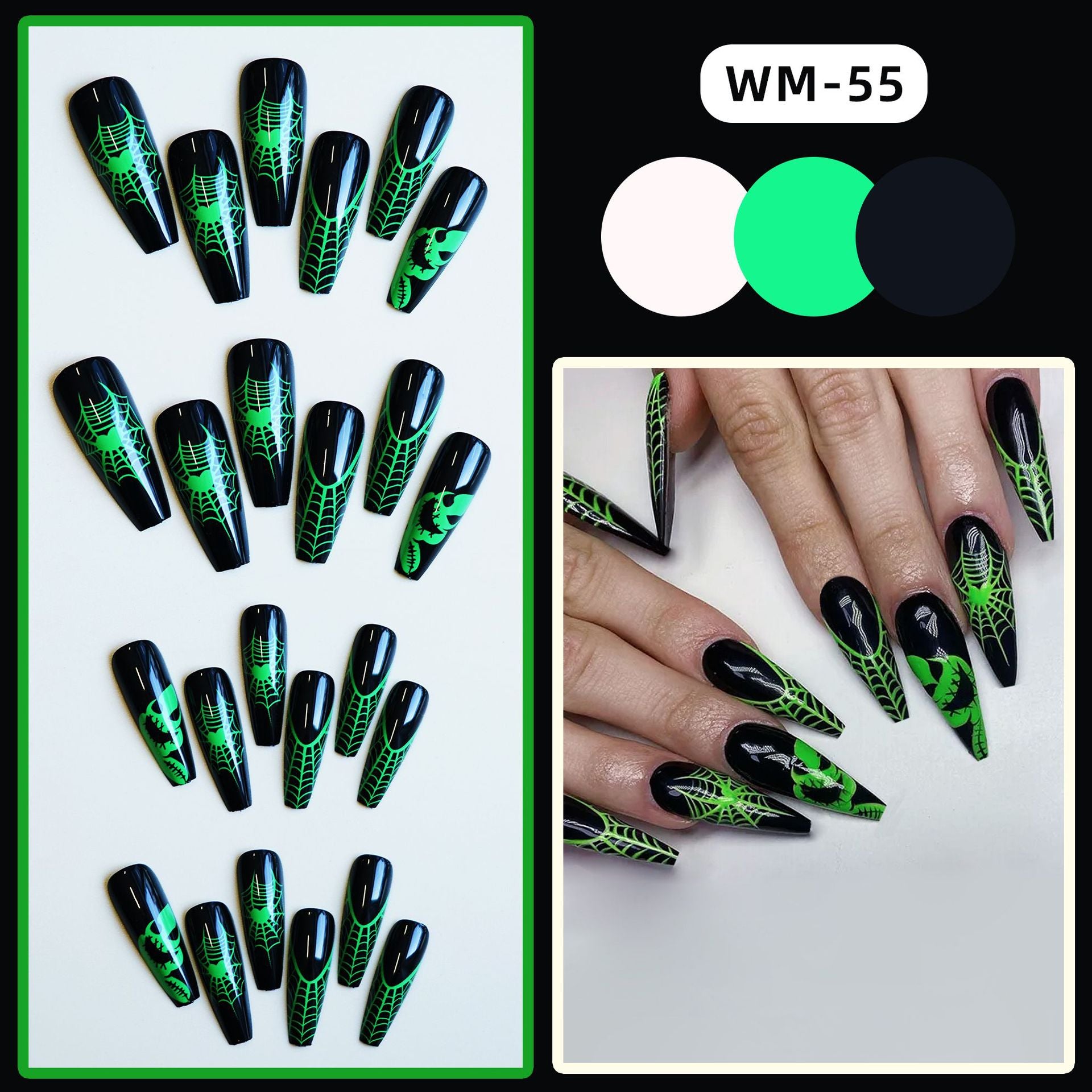 Wholesale 24 Pieces/ box  Ghost  Web Nails Kits Nail Stickers