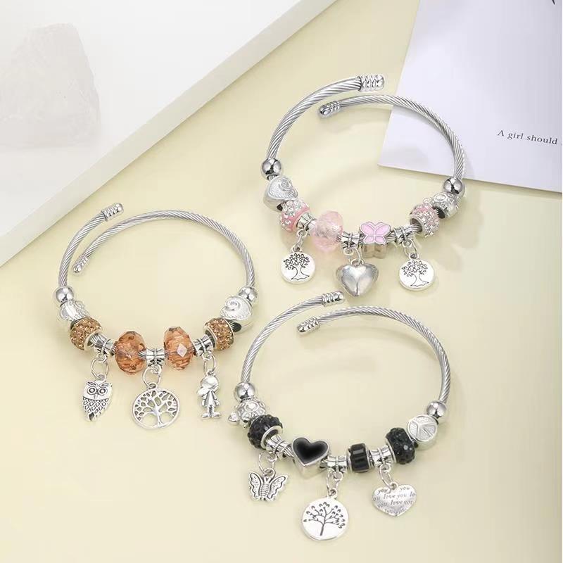 Wholesale DIY Beaded Multi-Element Stainless Steel Rhinestone  Bracelet