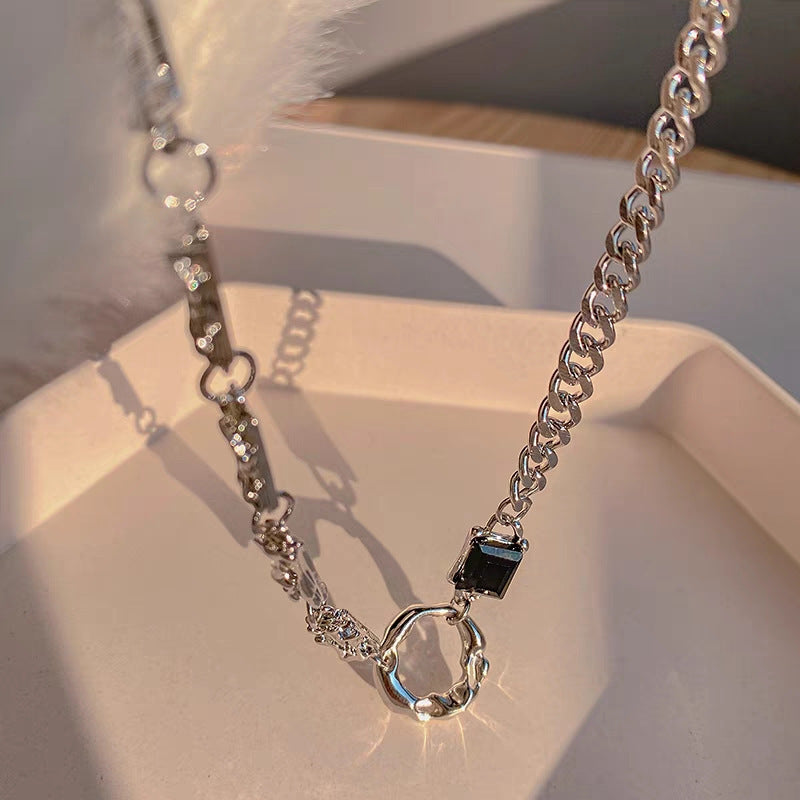 Wholesale titanium steel geometric ring stitching necklace