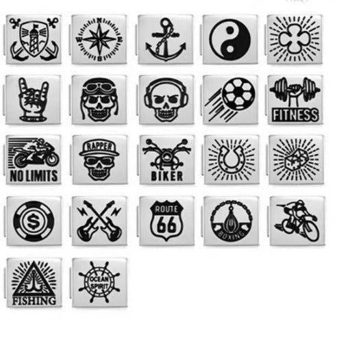 Wholesale 10pcs Italian Charm Bracelet 9mm DIY Splicing Rock Black and White Titanium Steel Composable Bracelet