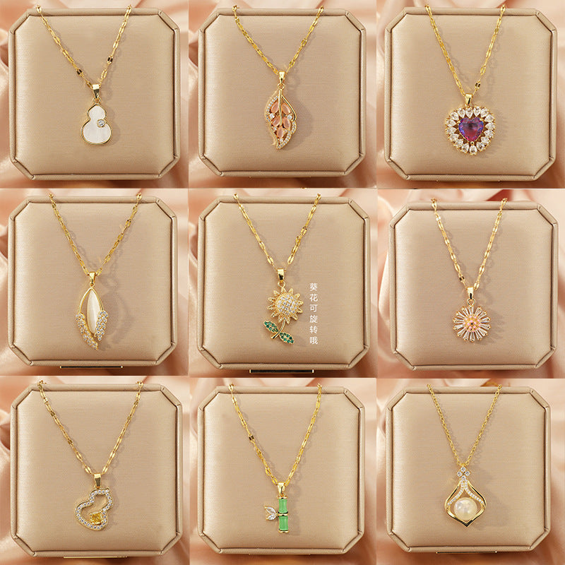 Wholesale Bow Diamond Titanium Steel Necklace Bow Necklaces ACC-NE-PanShi002