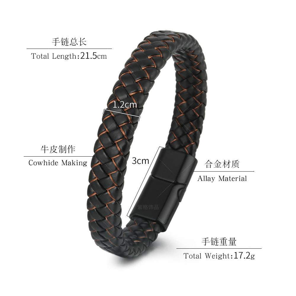 Wholesale Retro Men S Handwoven Leather Wave Bracelet Multi Layer Jewelry Accessory For Everyday Wear And Gift