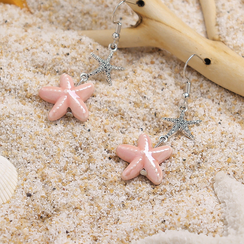 Wholesale Ocean Style Ceramic Starfish Earrings