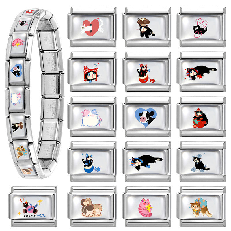 Wholesale Italian Cartoon Cute Animal DIY Stainless Steel Splicing Bracelet – Fashion Jewelry Accessory Gift