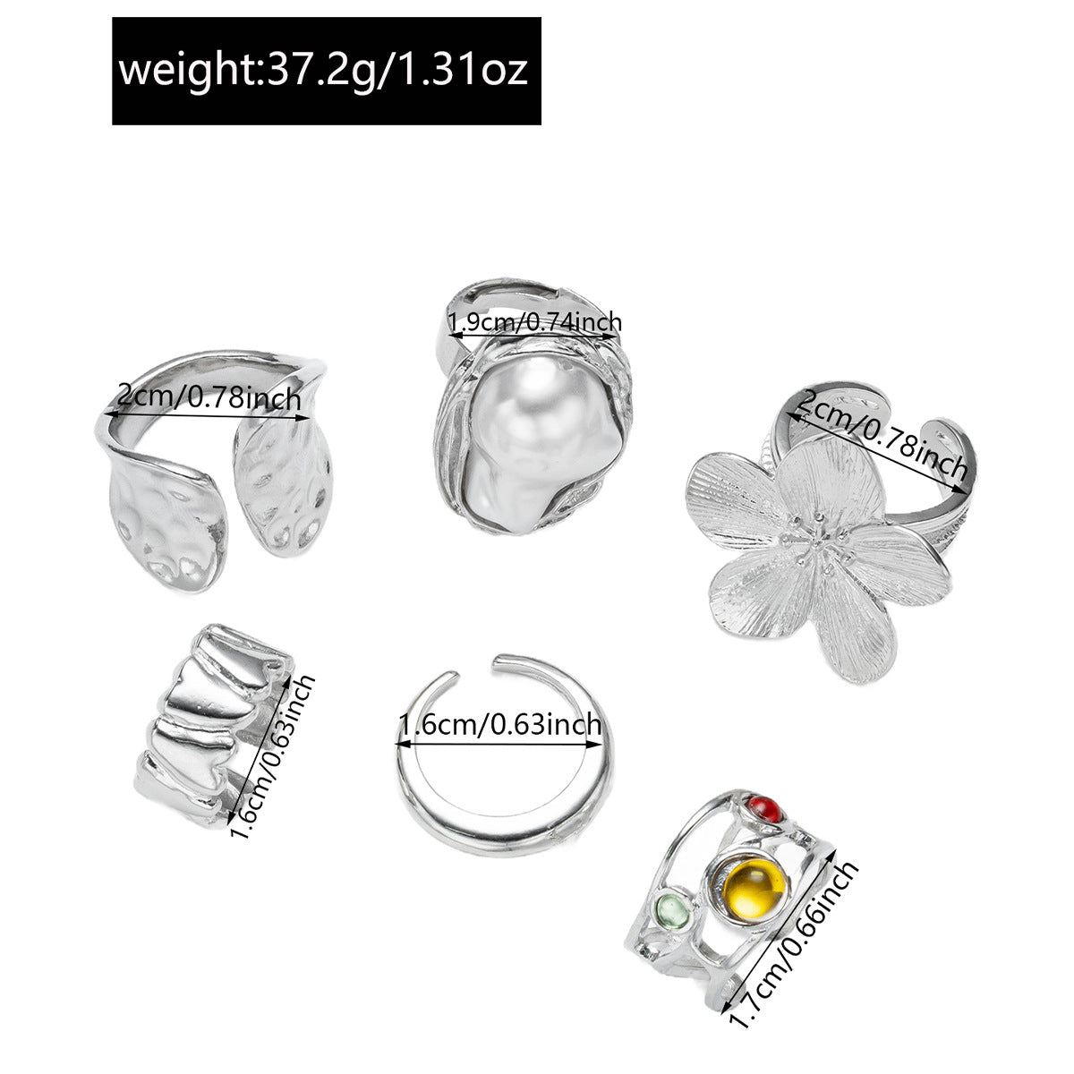 Wholesale Retro  Pearl Ring  Baroque Style Exaggerated Flower Ring suit