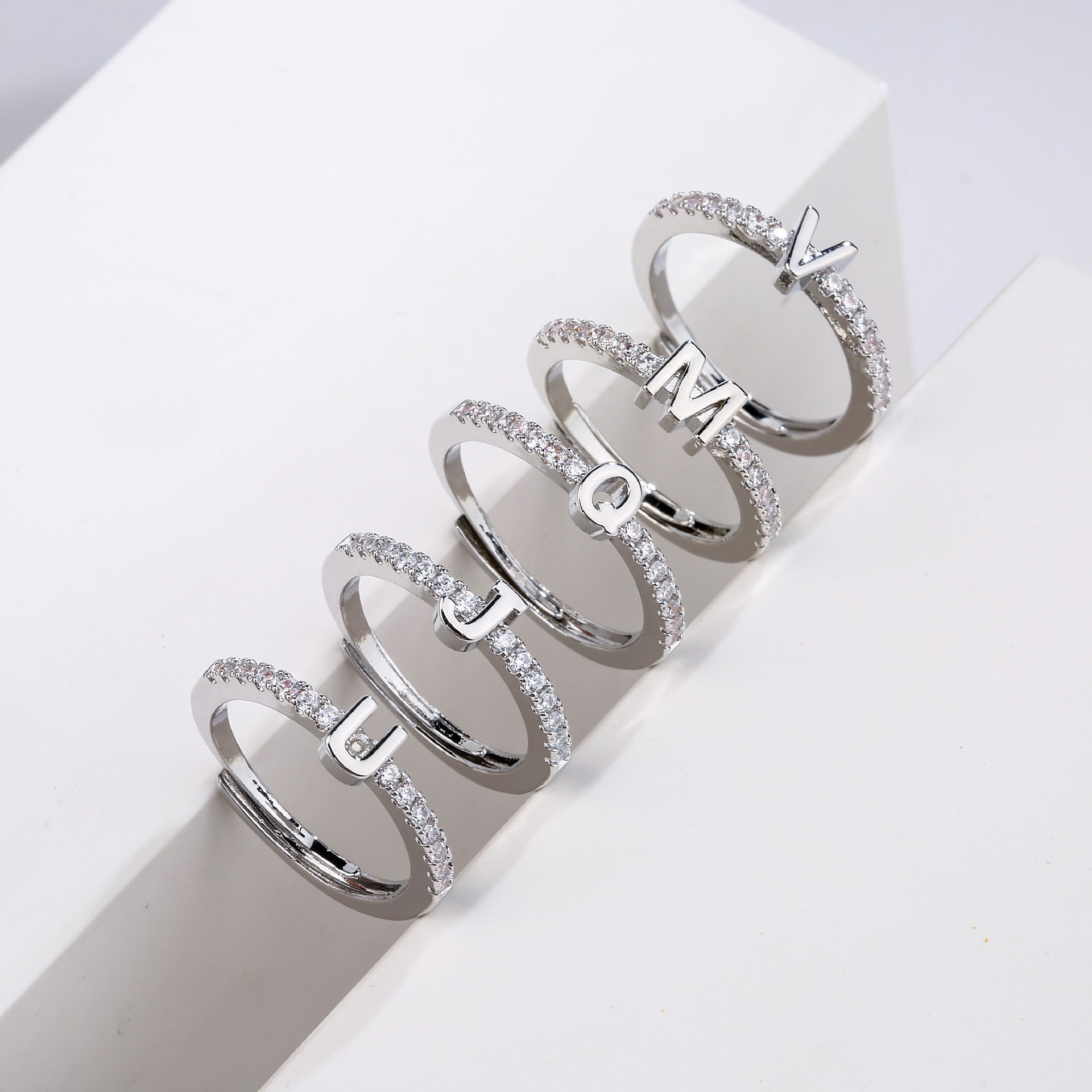 Wholesale 26 English Letter Ring Openings Adjustable Rings ACC-RS-KLE005
