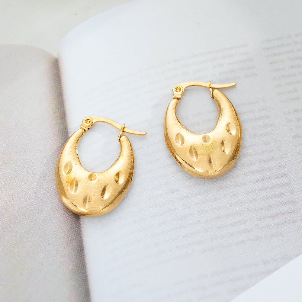 Wholesale Geometric 18K Gold Plated Titanium Steel Earrings - Chic Fashion Accessory for Women,  Gift or Boutique Resale