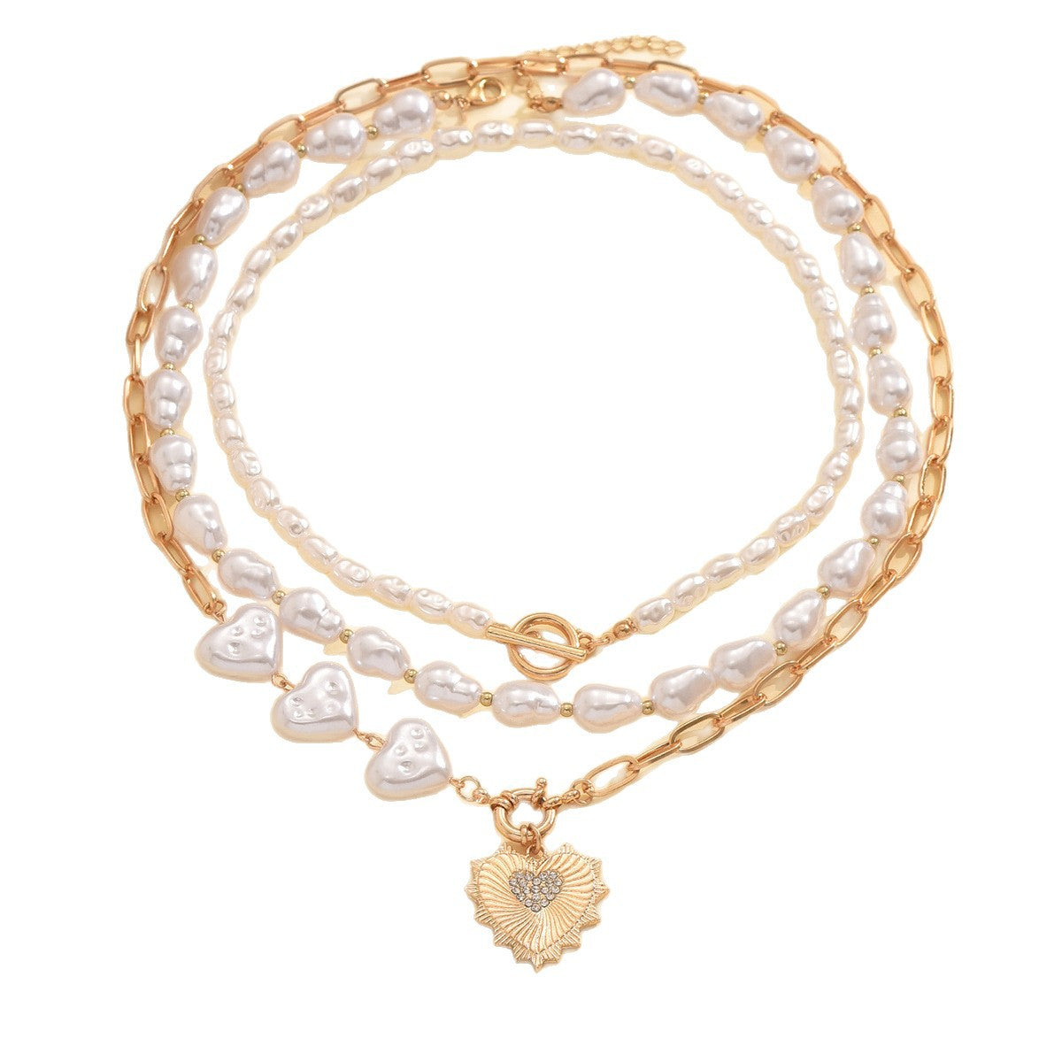 Wholesale irregular chain clavicle chain  heart-shaped baroque pearl necklace