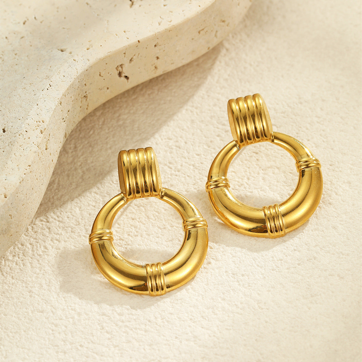 Wholesale  Stainless Steel Hoop Earrings Plated with 18K Gold Earrings