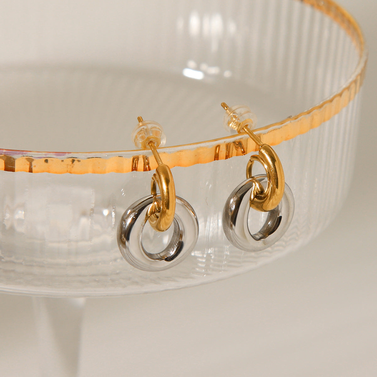 Wholesale geometric ring stainless steel earrings