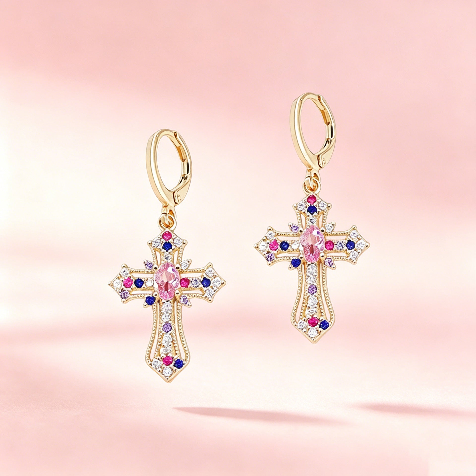 Wholesale Vintage Cross Pendant Necklace And Earring Jewelry Set With Rhinestone Details Fashion Jewelry Accessory For Party Wear And Gift