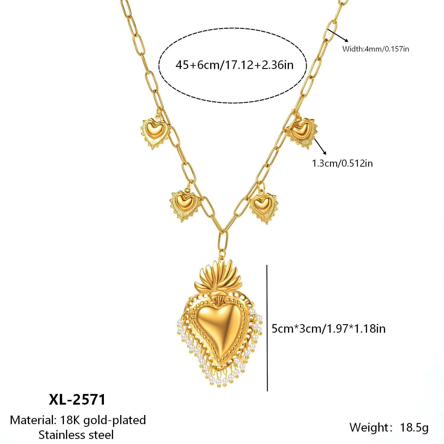 Wholesale Titanium Steel 18K Gold-Plated Heart Chain Necklaces