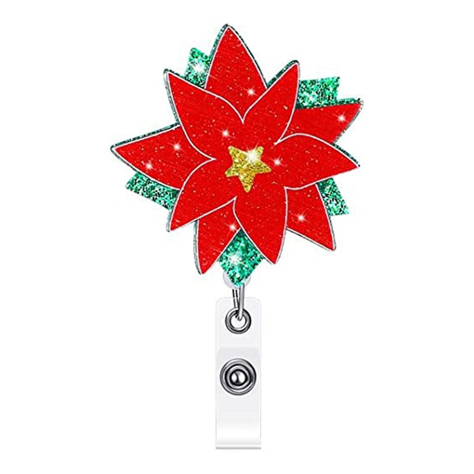 Wholesale Christmas Tree Holiday Glitter Badge Clip Retractable Keychain ACC-KC-LingYu011