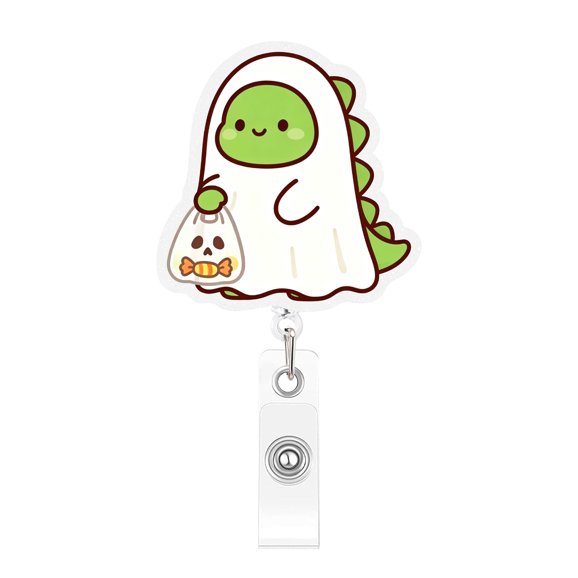 Wholesale Cartoon dinosaur -themed acrylic pull-tab retractable ID card holder pendant,  cute and creative office decoration.