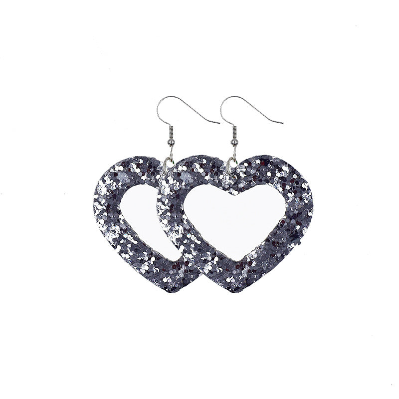 Wholesale Double Layer Love Pendant Leather Valentine's Day Earrings