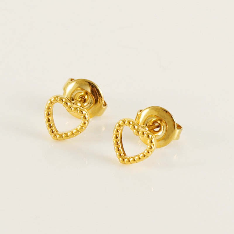 Wholesale European and American Ins Style Mini Titanium Steel Earrings,  Elegant Heart-Shaped Earrings,  18K Stainless Steel Irregular Earrings for Women