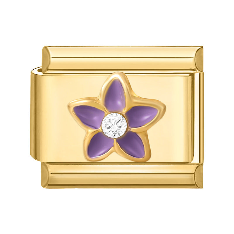 Wholesale 9mm Italian Charm Starter Bracelets DIY Gold Flower Stainless Steel Composable Bracelet