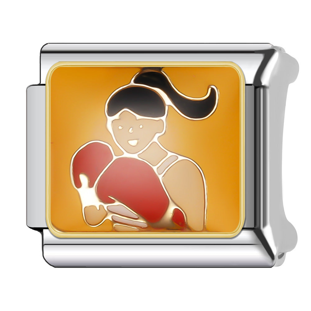 Wholesale Italian Charm Bracelet 9mm DIY Splicing Leisure Sports Stainless Steel Composable Bracelet