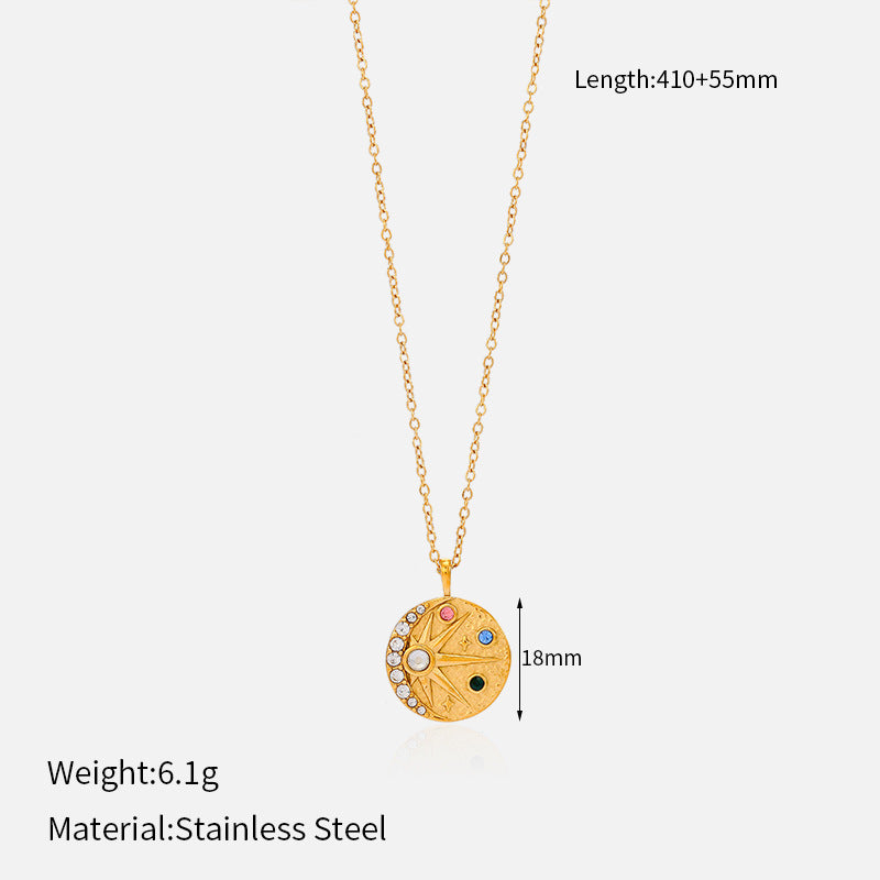 Großhandel Retro Twist Star Moon Edelstahl Halskette